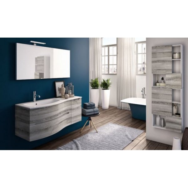 Mobile Agape 120 sospeso rovere grigio - vasca sinistra
